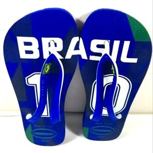 Havaianas Brasil Brazil Neymar #10 Flip Flop Sandals Football Soccer Sz. 8M